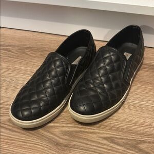 Black Quilted Slip-On Men's Shoes